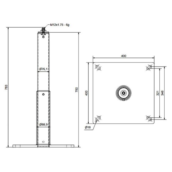 Słupek statyczny wymiary Słupek statyczny wymiary