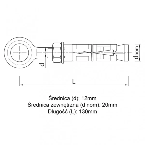 Kotwa mechaniczna do betonu M12