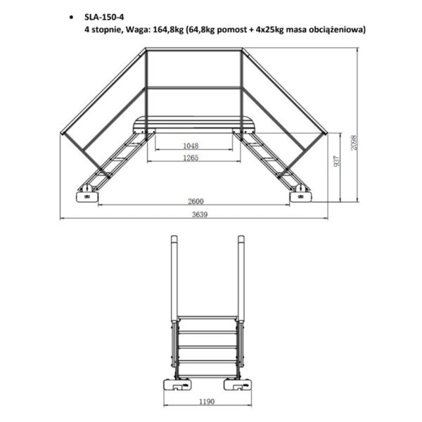 Pomost, przejście nad attyką wymiary Pomost, przejście nad attyką wymiary