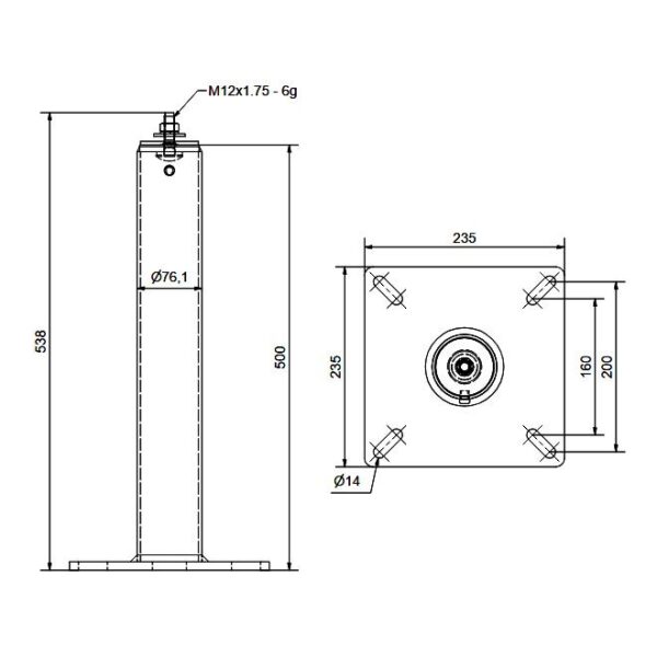 Słupek statyczny wymiary Słupek statyczny wymiary