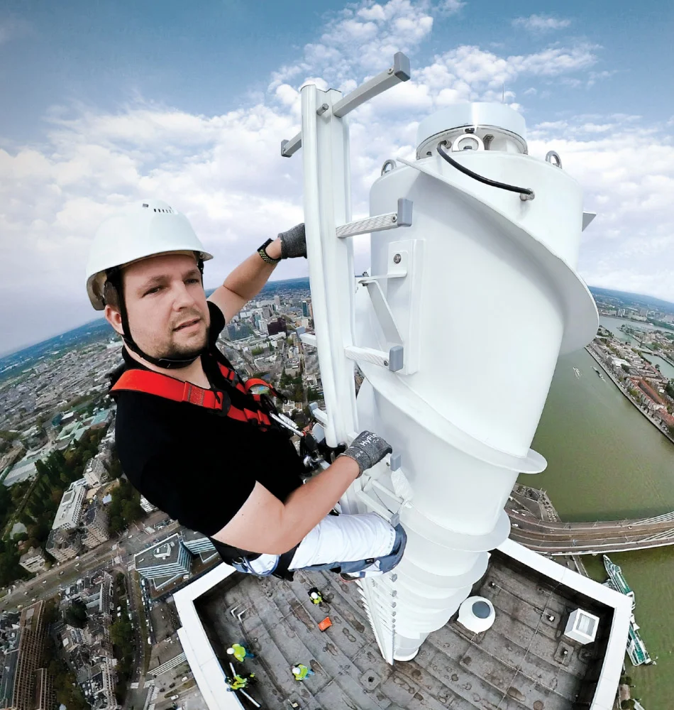 Szynodrabina na kominie z wózkiem asekuracyjnym